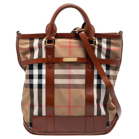 burberry hypermarket tote|Burberry check and leather tote.